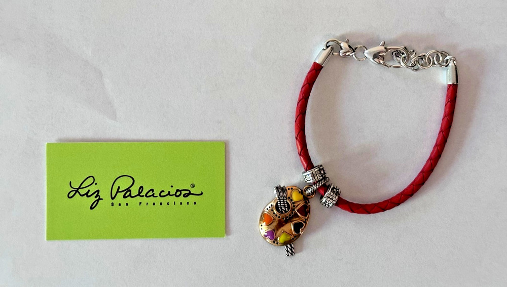 Liz Palacios SF Red Leather Artist Palette Charm Bracelet USA